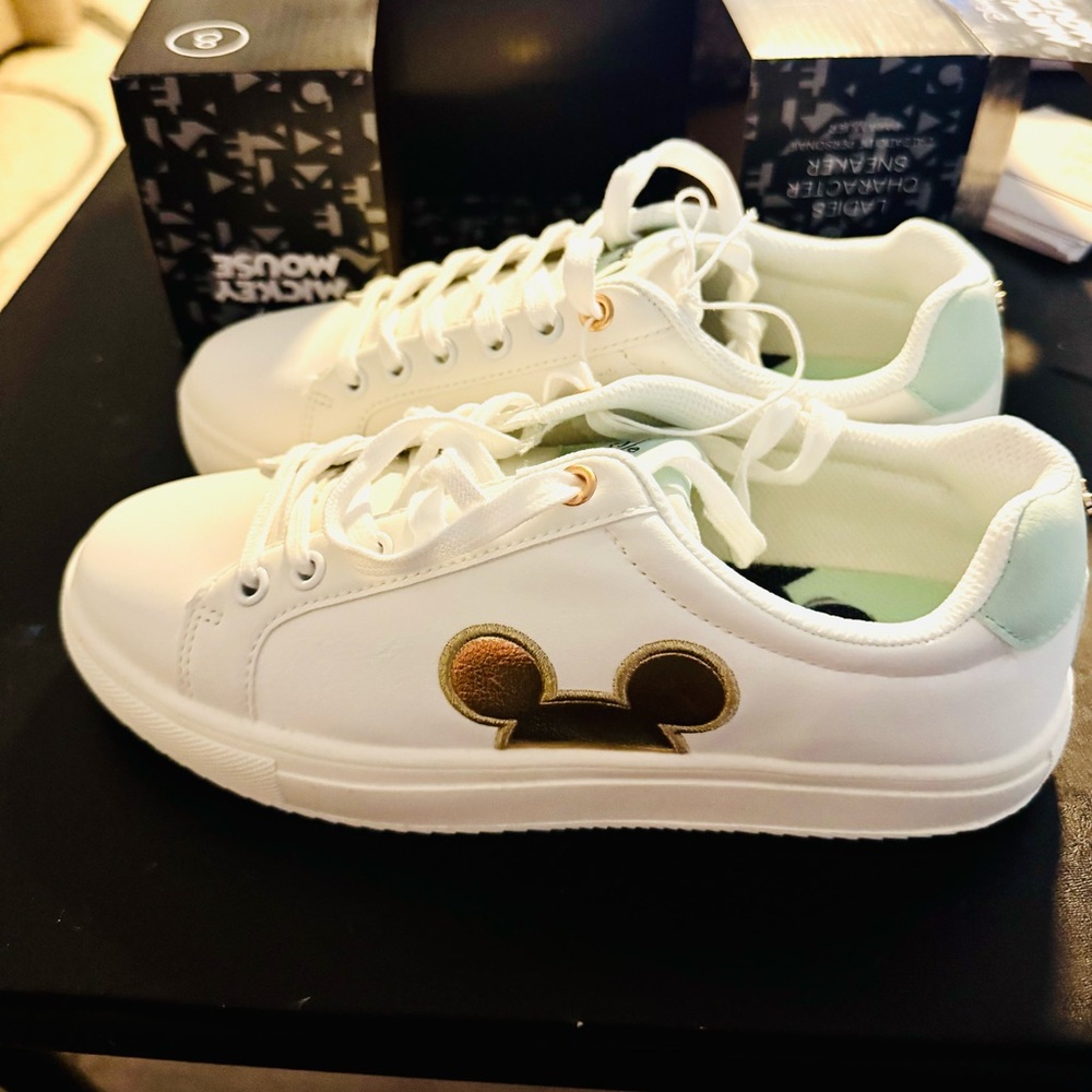Women’s White and Gold Sneakers